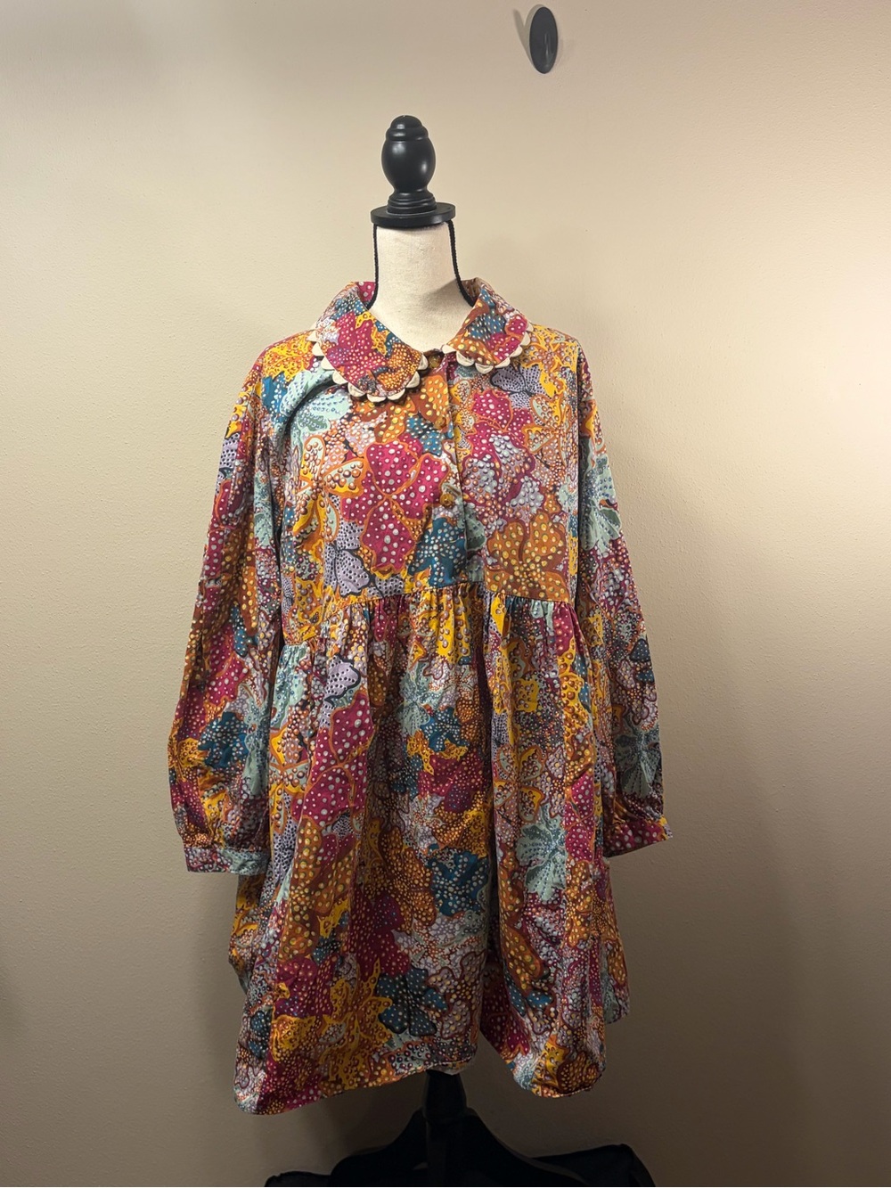 Kika Vargas Multicolor Floral Button-Up Dress in Yellow, Pink & Teal